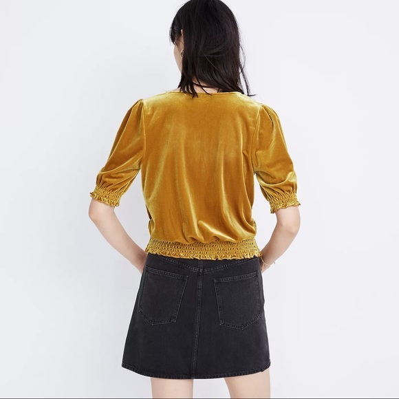 Madewell Velvet Smocked Crossover Top - Picture 3 of 9